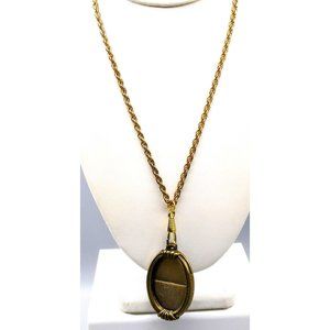 Vintage Brass Watch Chain Locket Necklace, Steampunk